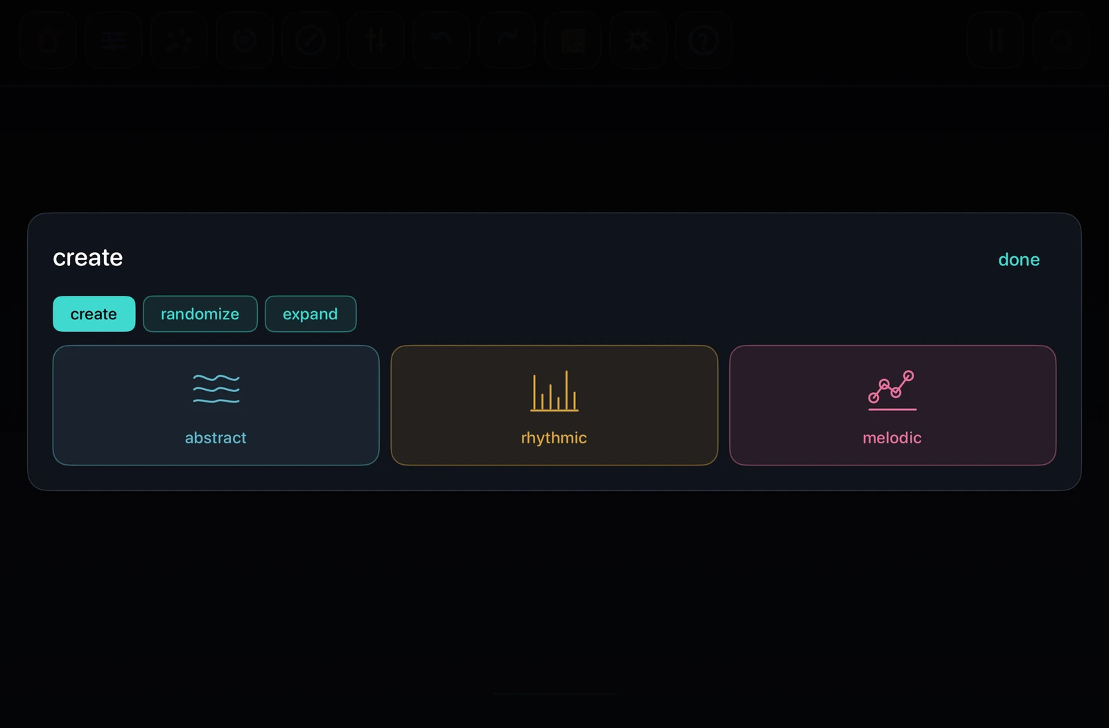 The randomizer sheet with three tabs: create, randomize and expand